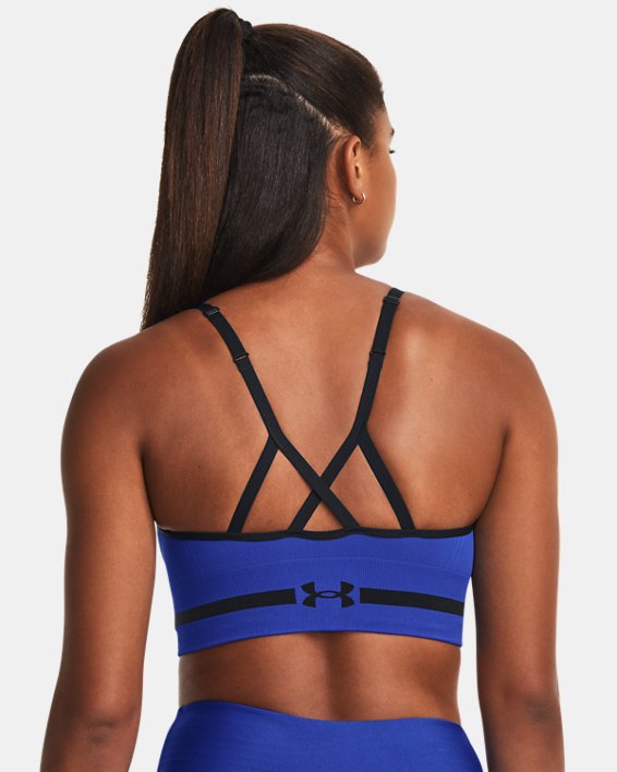 Women's UA Seamless Low Long Sports Bra, Blue, pdpMainDesktop image number 1